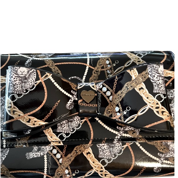 Betsey Johnson NWT XODANI Black Pattern Leather Animal Chain Print Purse (P003) - Picture 4 of 10